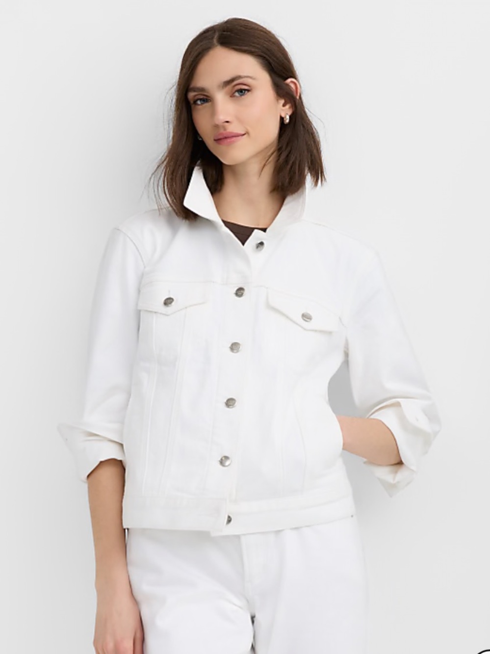 LOFT White Denim Jacket - Denim Trucker Jacket in White